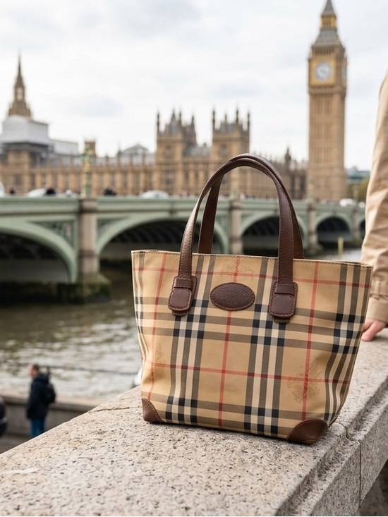 Burberry Handbags - Authentic Vintage Burberrys Nova Check Small Handbag Brown Leather